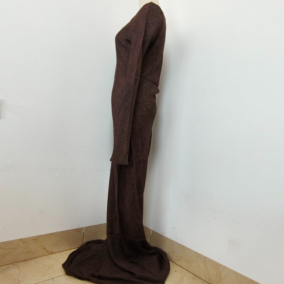 Realisation Par The Gia in Python Women Silk Maxi Dress Round Neck Long Sleeve - Picture 6 of 12